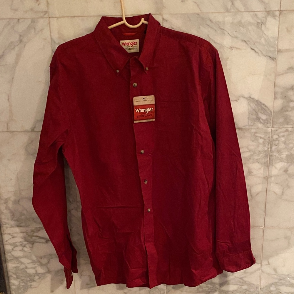 Wrangler Men's Red Button Down Shirt NWT